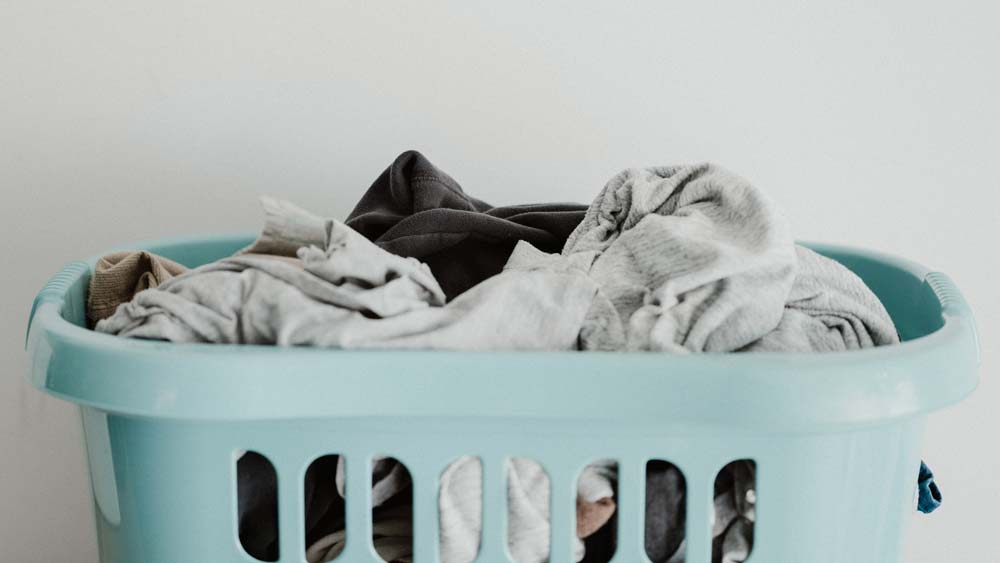 Blue laundry basket